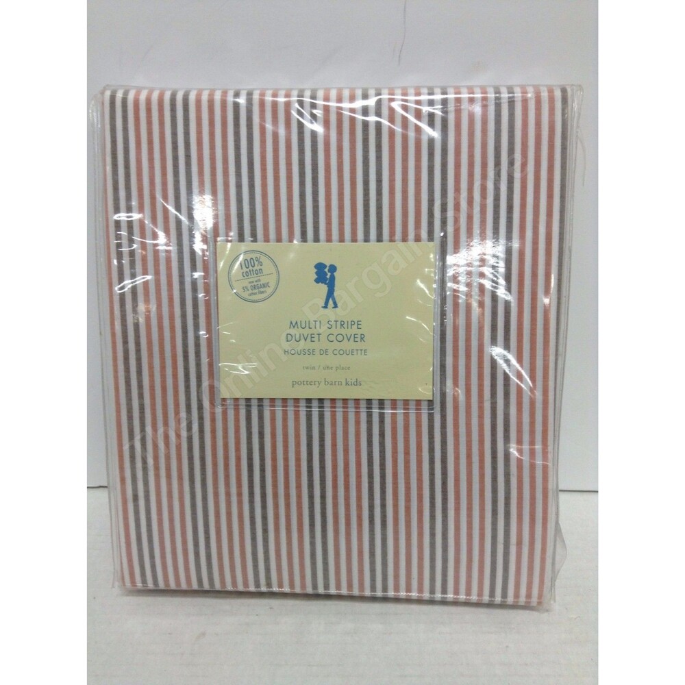 Pottery Barn Kids Multi Stripe Bed Bedroom Duvet Cover TWIN Orange Brown